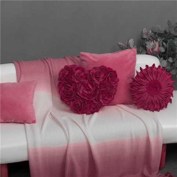 3D Flower Velvet Throw Pillow Cover Aesthetic Heart Accent Pillow Cases - Picture 7 of 7